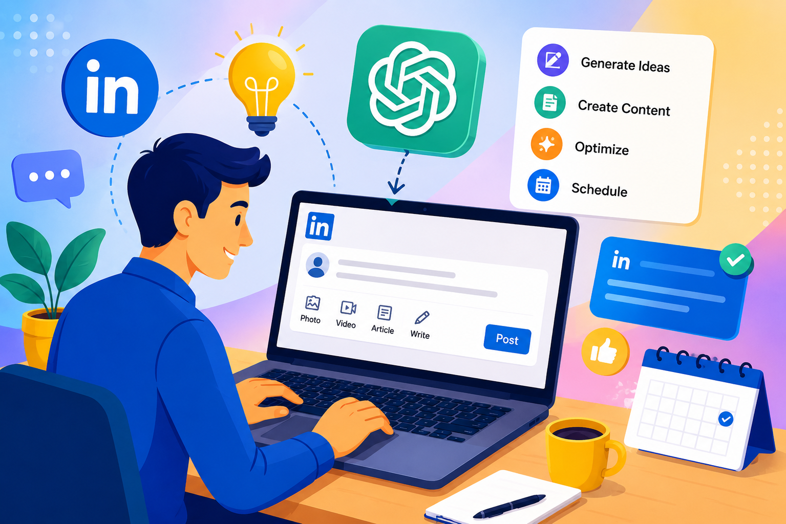 how to automate linkedIn content publishing using chatGPT